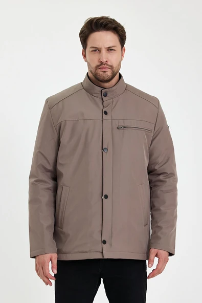 Krem İçi Kalın Kürklü Klasik Rüzgar Ve Su Geçirmez Mont&Kaban ürün görseli 1