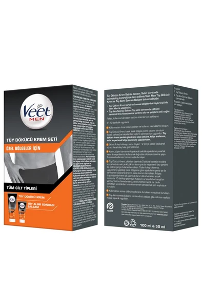 Veet Men Erkek Özel Bölgeler İçin Tüy Dökücü Krem Seti Tüm Cilt Tipleri İçin 100 + 50 ml x2 - Resim 8