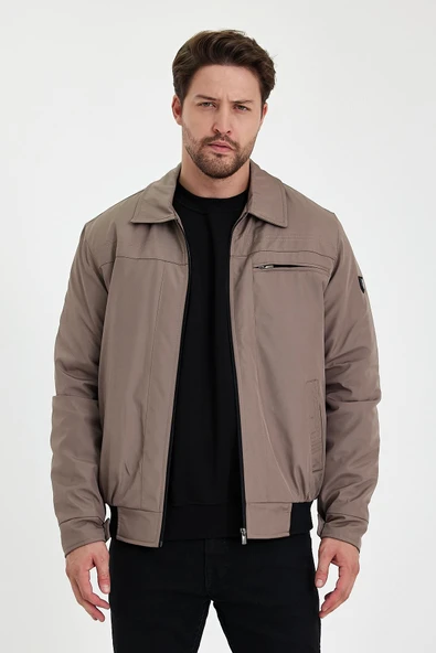 Krem İçi Kalın Kürklü Klasik Yakalı Rüzgar Ve Su Geçirmez Mont&Kaban - Resim 2