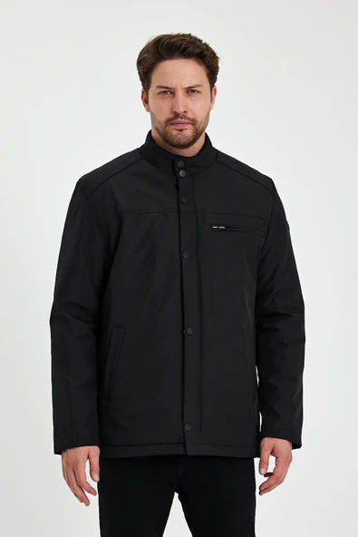 Siyah İçi Kalın Kürklü Klasik Rüzgar Ve Su Geçirmez Mont&Kaban ürün görseli 1