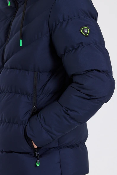 SİVAİST YENİ SEZON ERKEK LACİVERT SU VE RÜZGAR GEÇİRMEZ KAPÜŞONLU KALIN İÇİ KÜRKLÜ ŞİŞME KABAN&MONT - Resim 6