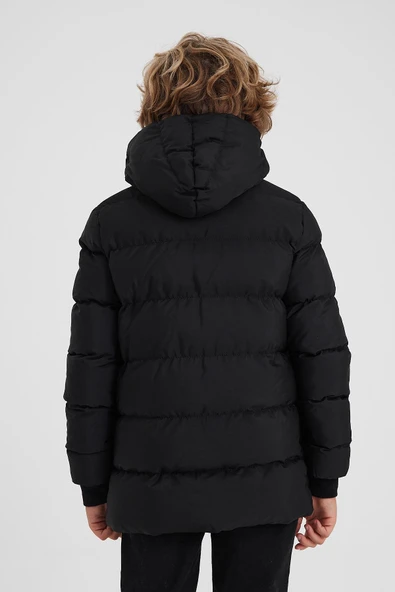 SİVAİST SİYAH ERKEK ÇOCUK SU VE RÜZGAR GEÇİRMEZ İÇİ KALIN KÜRKLÜ MONT & KABAN - Resim 6