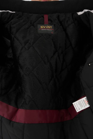 Erkek Siyah Pamuk Polyester Karışımlı Kürklü Çıkartılabilir Kapüşonlu Mont&Kaban - Resim 5