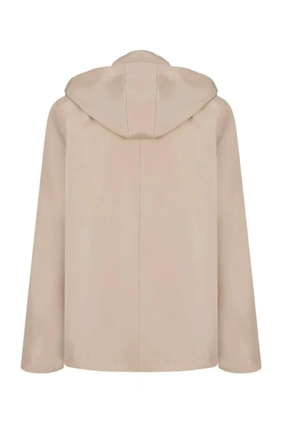 Erkek Krem %100 Su Geçirmez İç Cepli Çıkartılabilir Kapüşonlu Yazlık Mont - Resim 3