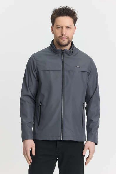 Gri Erkek Pamuk Polyester Karışımlı Su Ve Rüzgar Geçirmez Mevsimlik&Yazlık Mont ürün görseli 1