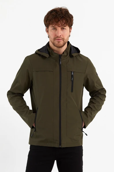 Yeni Sezon Erkek Yeşil Kapüşonlu İç Cepli Su Ve Rüzgar Geçirmez Mevsimlik&Yazlık Mont ürün görseli 1