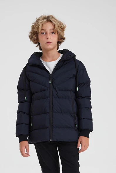 SİVAİST LACİVERT ERKEK ÇOCUK SU VE RÜZGAR GEÇİRMEZ İÇİ KALIN KÜRKLÜ MONT & KABAN