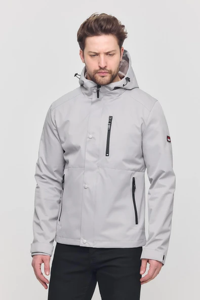 Bej Erkek Sabit Kapüşonlu Mont&Kaban - Resim 3