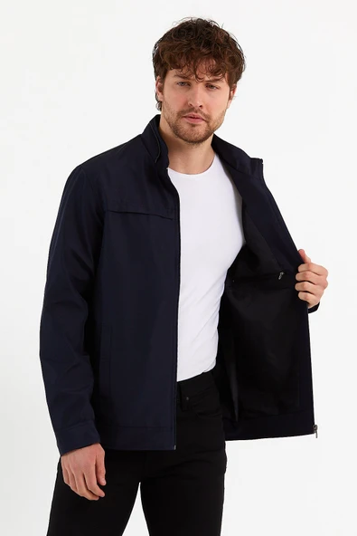 Yeni Sezon Erkek Lacivert İki İç Cepli Su Ve Rüzgar Geçirmez Mevsimlik&Yazlık Mont - Resim 3