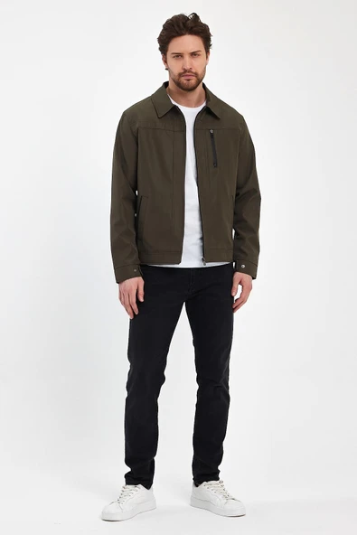 Erkek Yeşil Klasik Yakalı Regular Su Ve Rüzgar İtici Mevsimlik Mont&Ceket - Resim 2