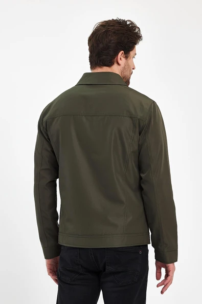 Erkek Yeşil Klasik Yakalı Regular Su Ve Rüzgar İtici Mevsimlik Mont&Ceket - Resim 6