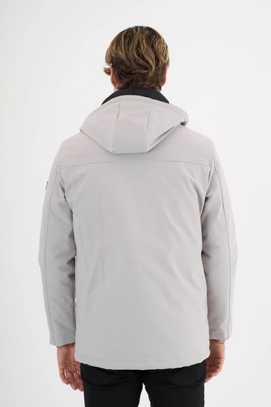 Erkek Beyaz %100 Su Ve Rüzgar Geçirmez Kürklü Çıkartılabilir Kapüşonlu Mont&Kaban - Resim 5