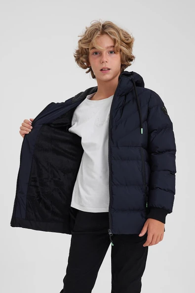 SİVAİST LACİVERT ERKEK ÇOCUK SU VE RÜZGAR GEÇİRMEZ İÇİ KALIN KÜRKLÜ MONT & KABAN - 3