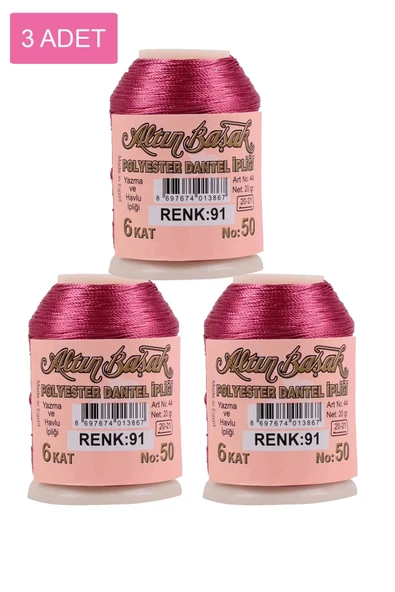 3 Adet Altınbaşak Oya ve Dantel İpi 20 gr - Royaleks - No: 091 ürün görseli