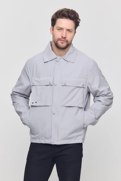 Gri Erkek Çift Göğüs Cepli Yazlık Ceket&Mont ürün görseli 1