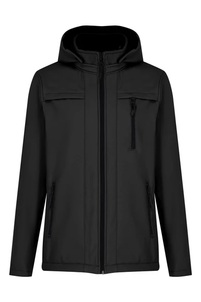 Siyah Erkek %100 Su Geçirmez İçi Polarlı İç Çepli Çıkartılabilir Kapüşonlu Softshell Mont&Kaban - 1