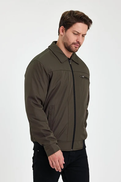 Yeşil İçi Kalın Kürklü Klasik Yakalı Rüzgar Ve Su Geçirmez Mont&Kaban - Resim 5