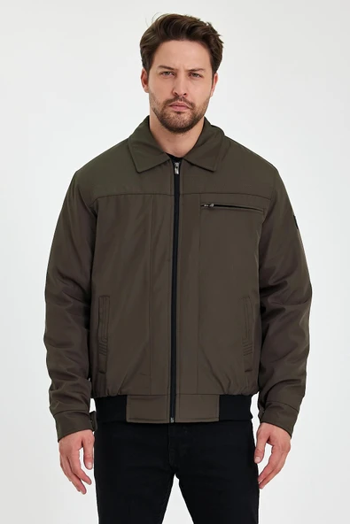 Yeşil İçi Kalın Kürklü Klasik Yakalı Rüzgar Ve Su Geçirmez Mont&Kaban ürün görseli 1