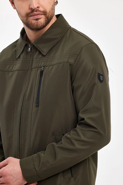 Erkek Yeşil Klasik Yakalı Regular Su Ve Rüzgar İtici Mevsimlik Mont&Ceket - Resim 5