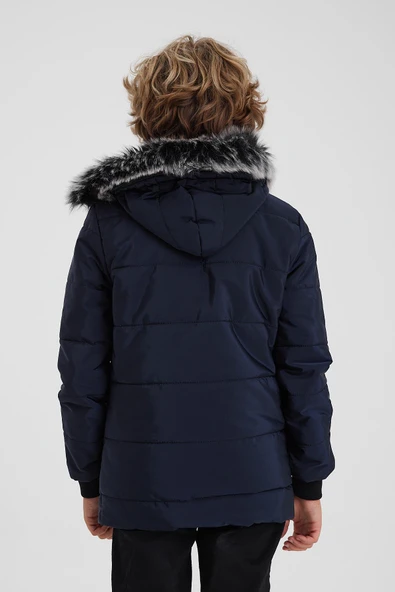 SİVAİST LACİVERT ERKEK ÇOCUK SU VE RÜZGAR GEÇİRMEZ KAPÜŞONLU YIKANABİLİR İÇİ KÜRKLÜ MONT & KABAN - 6