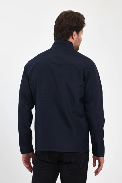 Erkek Lacivert Regular Uzun Mevsimlik Pamuk Polyester Karışımlı Safari Mont&Ceket - 6