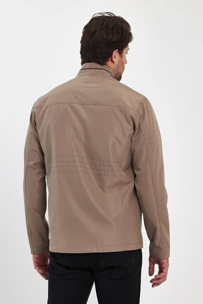 Erkek Krem Regular Uzun Mevsimlik Pamuk Polyester Karışımlı Safari Mont&Ceket - 7