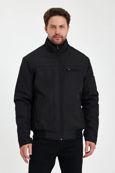 Siyah İçi Kalın Kürklü Hakim Yakalı Rüzgar Ve Su Geçirmez Mont&Kaban ürün görseli 1