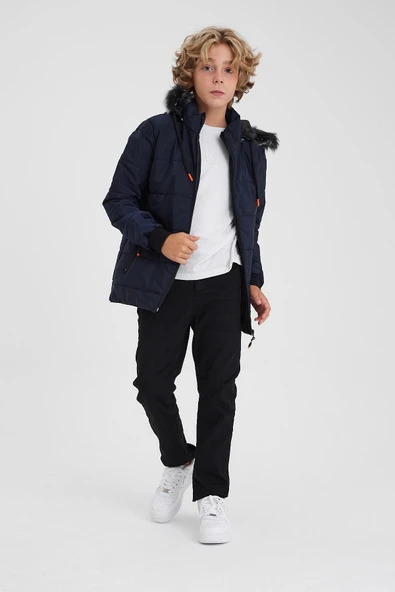 SİVAİST LACİVERT ERKEK ÇOCUK SU VE RÜZGAR GEÇİRMEZ KAPÜŞONLU YIKANABİLİR İÇİ KÜRKLÜ MONT & KABAN - 2