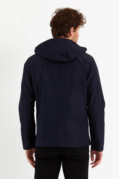 Yeni Sezon Erkek Lacivert Kapüşonlu İç Cepli Su Ve Rüzgar Geçirmez Mevsimlik&Yazlık Mont - Resim 6