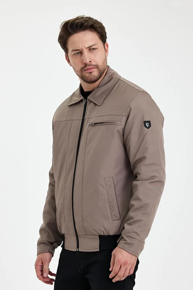 Krem İçi Kalın Kürklü Klasik Yakalı Rüzgar Ve Su Geçirmez Mont&Kaban - Resim 4