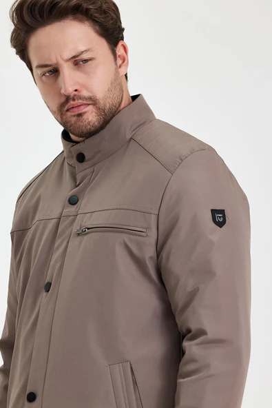 Krem İçi Kalın Kürklü Klasik Rüzgar Ve Su Geçirmez Mont&Kaban - Resim 4