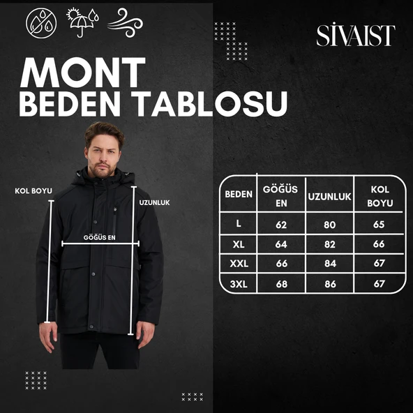 Kahverengi İçi Kalın Kürklü Çıkartılabilir Kapüşonlu Rüzgar Ve Su Geçirmez Mont&Kaban - Resim 7