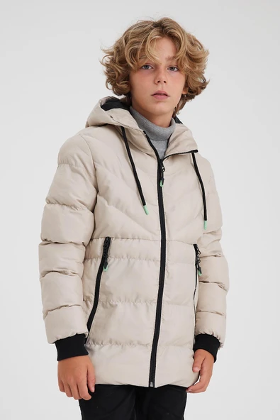 SİVAİST KREM ERKEK ÇOCUK SU VE RÜZGAR GEÇİRMEZ İÇİ KALIN KÜRKLÜ MONT & KABAN ürün görseli 1