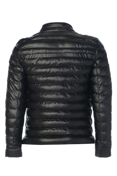 Sivaist Erkek Siyah Slim Fit İçi Kalın Kürklü Su İtici Şişme Deri Ceket & Mont - 4