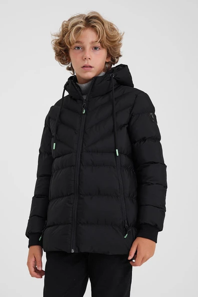 SİVAİST SİYAH ERKEK ÇOCUK SU VE RÜZGAR GEÇİRMEZ İÇİ KALIN KÜRKLÜ MONT & KABAN ürün görseli 1