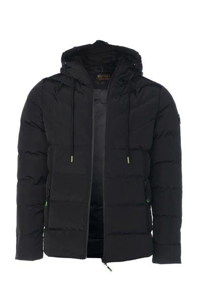 SİVAİST ERKEK SİYAH SU VE RÜZGAR GEÇİRMEZ KAPÜŞONLU KALIN İÇİ KÜRKLÜ ŞİŞME KABAN&MONT - Resim 3