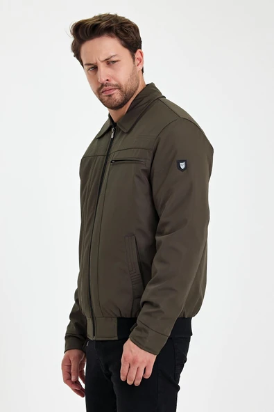 Yeşil İçi Kalın Kürklü Klasik Yakalı Rüzgar Ve Su Geçirmez Mont&Kaban - Resim 4