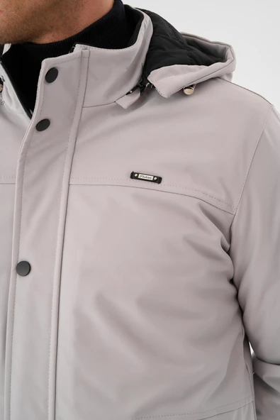 Erkek Beyaz %100 Su Ve Rüzgar Geçirmez Kürklü Çıkartılabilir Kapüşonlu Mont&Kaban - Resim 4