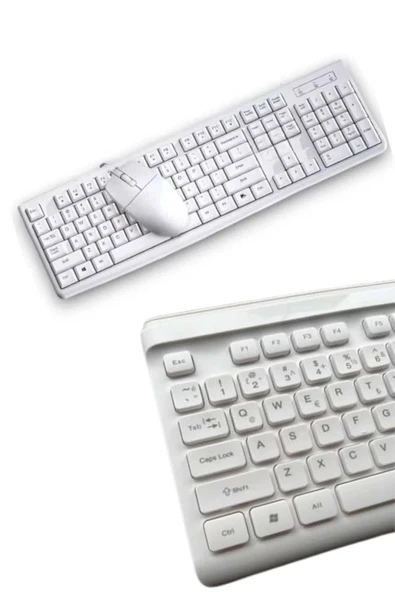 Kablosuz Klavye Mouse Seti Beyaz Q Klavye Tüm Cihazlara Uyumlu - Resim 2