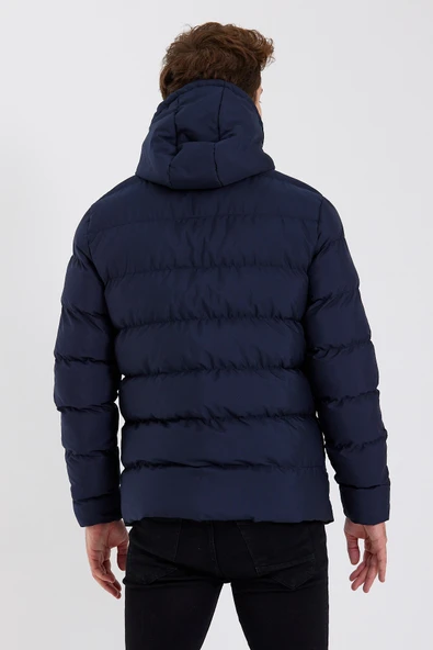 SİVAİST YENİ SEZON ERKEK LACİVERT SU VE RÜZGAR GEÇİRMEZ KAPÜŞONLU KALIN İÇİ KÜRKLÜ ŞİŞME KABAN&MONT - Resim 5