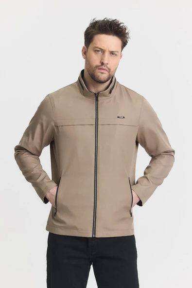 Krem Erkek Pamuk Polyester Karışımlı Su Ve Rüzgar Geçirmez Mevsimlik&Yazlık Mont - Resim 2