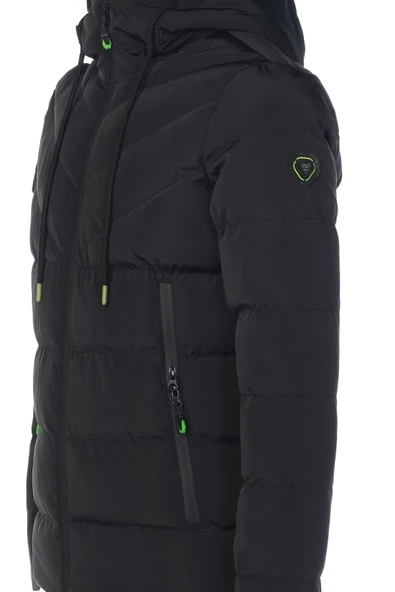 SİVAİST ERKEK SİYAH SU VE RÜZGAR GEÇİRMEZ KAPÜŞONLU KALIN İÇİ KÜRKLÜ ŞİŞME KABAN&MONT - Resim 5