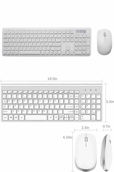 Klavye Mouse Seti Sessiz Kablosuz Türkçe TV  PC Uyumlu - Resim 4