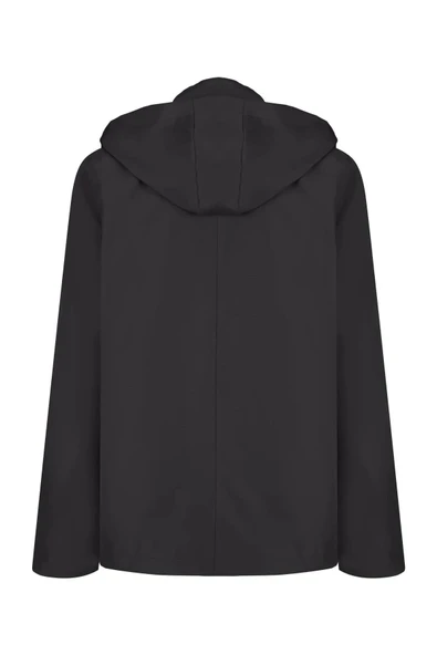 Erkek Siyah %100 Su Geçirmez İç Cepli Çıkartılabilir Kapüşonlu Yazlık Mont - Resim 3