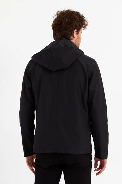 Yeni Sezon Erkek Siyah Kapüşonlu İç Cepli Su Ve Rüzgar Geçirmez Mevsimlik&Yazlık Mont - Resim 6