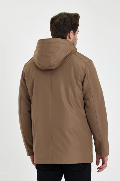 Kahverengi İçi Kalın Kürklü Çıkartılabilir Kapüşonlu Rüzgar Ve Su Geçirmez Mont&Kaban - Resim 6