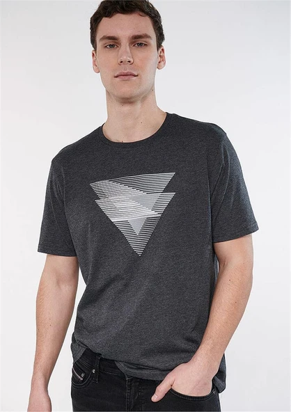 Mavi M0611169-80023 Antrasit Melanj Erkek Baskılı T-Shirt ürün görseli 1