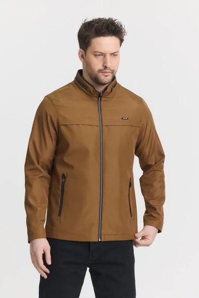 Kahverengi Erkek Pamuk Polyester Karışımlı Su Ve Rüzgar Geçirmez Mevsimlik&Yazlık Mont - Resim 4