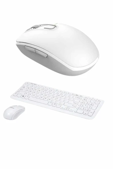 Kablosuz Klavye Mouse Seti Beyaz Q Klavye Tüm Cihazlara Uyumlu - Resim 4