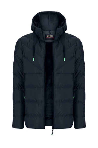 SİVAİST YENİ SEZON ERKEK LACİVERT SU VE RÜZGAR GEÇİRMEZ KAPÜŞONLU KALIN İÇİ KÜRKLÜ ŞİŞME KABAN&MONT - Resim 2